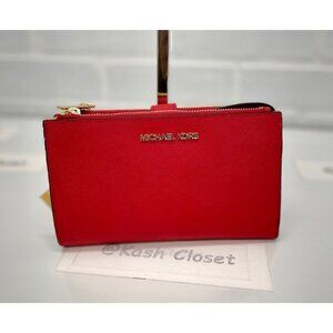Michael Kors Double Zip Wristlet Wallet Bright Red